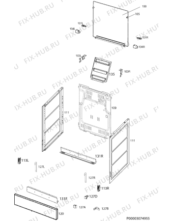 Взрыв-схема плиты (духовки) Zanussi ZCG961211W - Схема узла Housing 001