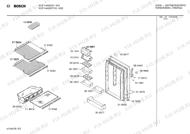 Взрыв-схема холодильника Bosch KUF14420FF - Схема узла 02