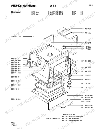 Взрыв-схема плиты (духовки) Aeg 50370V-W S 400V - Схема узла Section2