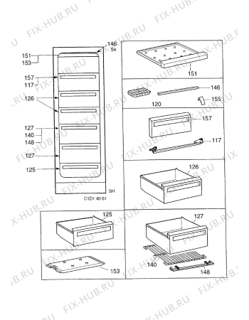 Взрыв-схема холодильника Electrolux EU8216C - Схема узла Internal parts