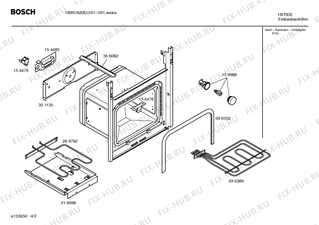 Взрыв-схема плиты (духовки) Bosch HBN1820EU - Схема узла 02