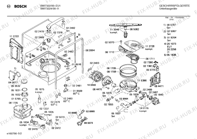 Взрыв-схема посудомоечной машины Bosch SMI73224 - Схема узла 02
