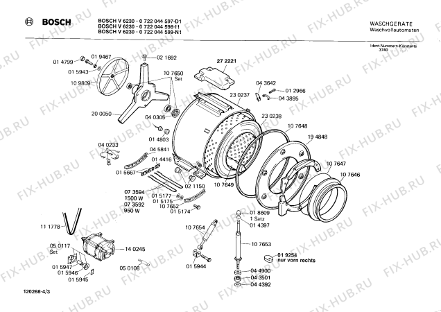 Взрыв-схема стиральной машины Bosch 0722044599 V6230 - Схема узла 03