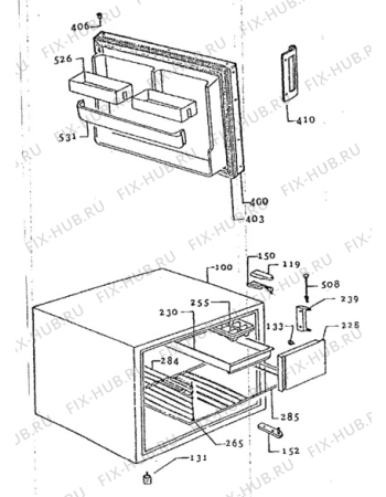 Взрыв-схема холодильника Zanussi ZF25 - Схема узла Cabinet + armatures