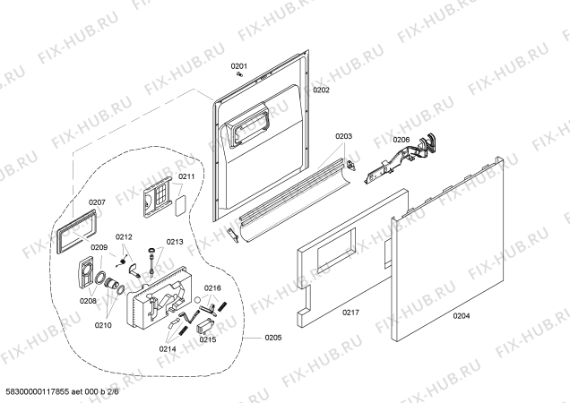 Схема №3 S35KMK15UC Kenmore Elite с изображением Дверь Bosch 00473797