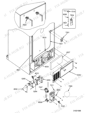 Схема №6 KRFC 9010/IN с изображением Шланг для холодильной камеры Whirlpool 481253018078