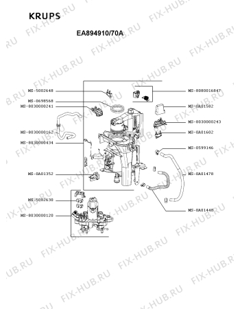 Схема №1 EA894910/70A с изображением Элемент корпуса для кофеварки (кофемашины) Krups MS-8030000816