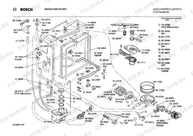 Взрыв-схема посудомоечной машины Bosch SMS3012DK - Схема узла 02