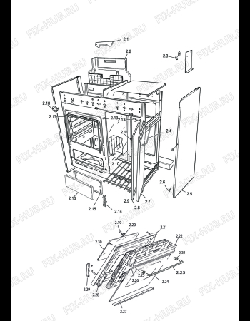 Взрыв-схема плиты (духовки) DELONGHI EEK 8541 - Схема узла 2