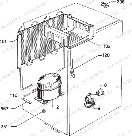 Взрыв-схема холодильника Zanussi ZP3140 - Схема узла Cooling system 017