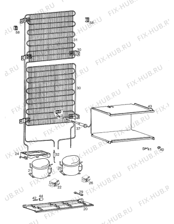 Взрыв-схема холодильника Castor CF28CSB - Схема узла Cooling system 017