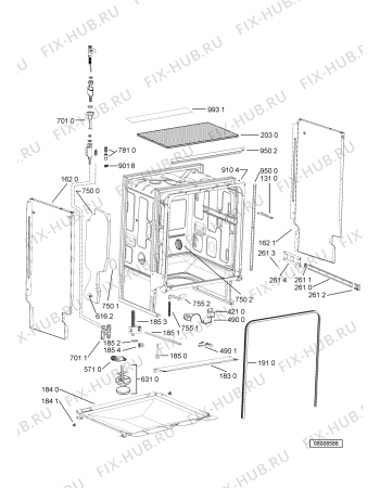 Взрыв-схема посудомоечной машины Whirlpool WP 85/1 - Схема узла