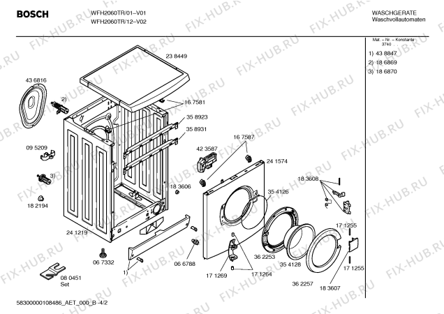 Схема №2 WFH2060TR Maxx WFH 2060 с изображением Инструкция по эксплуатации для стиральной машины Bosch 00596349