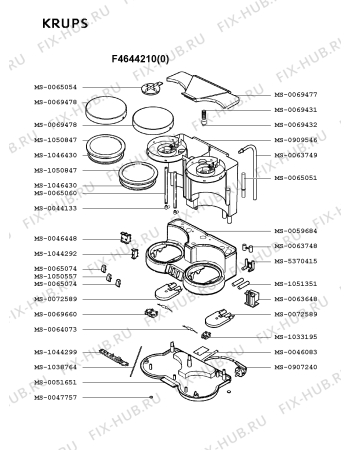 Взрыв-схема кофеварки (кофемашины) Krups F4644210(0) - Схема узла 7P001833.1P2