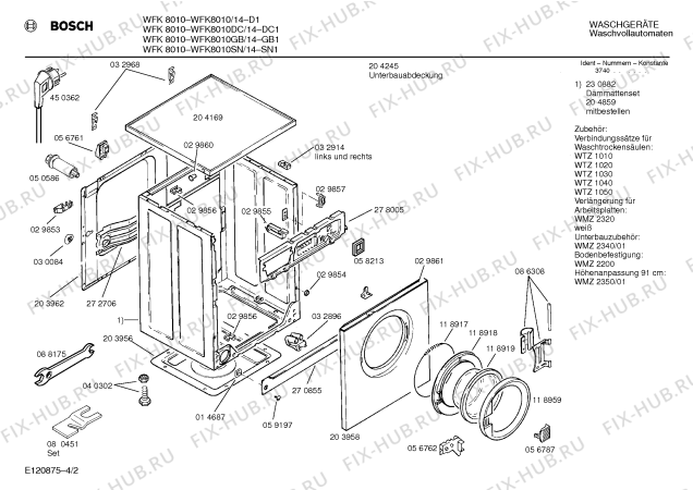 Схема №2 WFK8010FG WFK8010 с изображением Панель управления для стиральной машины Bosch 00278487