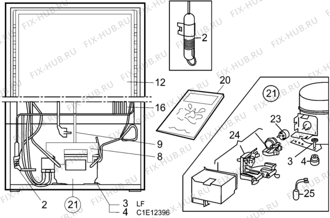 Взрыв-схема холодильника Atlas KC210 - Схема узла C10 Cold, users manual