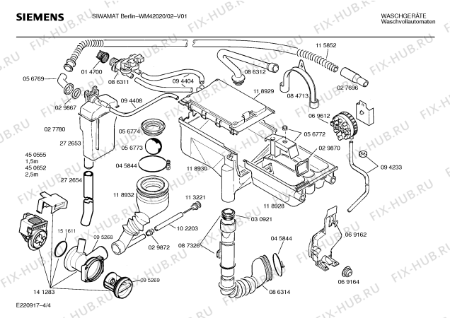 Схема №1 WM42020 SIWAMAT Berlin с изображением Инструкция по эксплуатации для стиралки Siemens 00517224