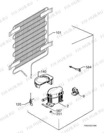 Взрыв-схема холодильника Electrolux ERN15310 - Схема узла Cooling system 017