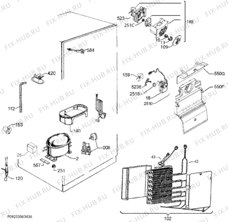 Взрыв-схема холодильника Frigidaire FRFF185W - Схема узла Cooling system 017