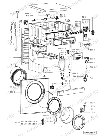 Схема №1 FL 141 с изображением Клавиша для стиралки Whirlpool 481241028653