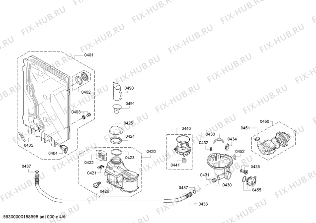 Схема №4 SR65N031EU с изображением Силовой модуль запрограммированный для посудомоечной машины Bosch 12008754