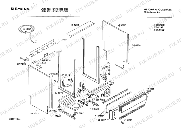 Взрыв-схема посудомоечной машины Siemens SN432355 - Схема узла 04
