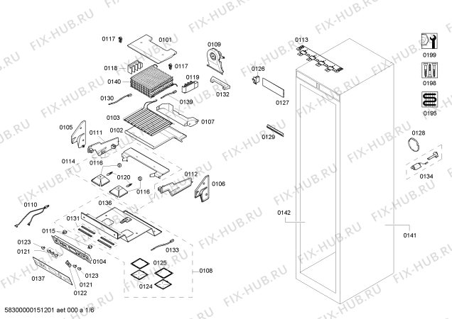 Схема №3 T18ID80NRP с изображением Панель для холодильной камеры Bosch 00701739