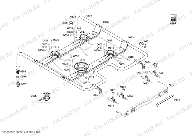Схема №4 HGV74W255A с изображением Ручка конфорки для плиты (духовки) Bosch 00619923