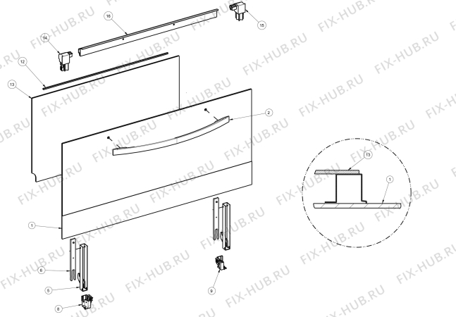 Взрыв-схема комплектующей Zanussi ZOG9990X - Схема узла Door 003