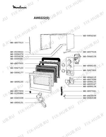 Взрыв-схема микроволновой печи Moulinex AW0222(0) - Схема узла DP002370.1P2