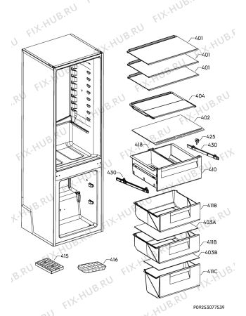 Взрыв-схема холодильника Electrolux ENN3054EFW - Схема узла Internal parts