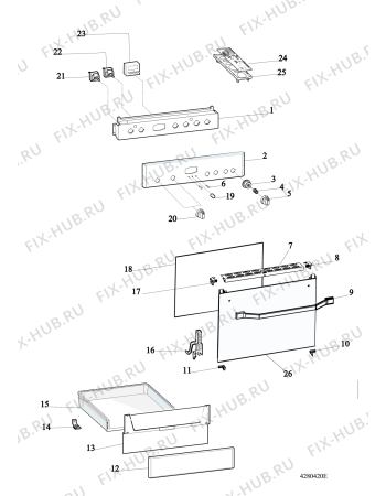 Взрыв-схема плиты (духовки) Hotpoint-Ariston H6T9A1FCXIT (F084385) - Схема узла