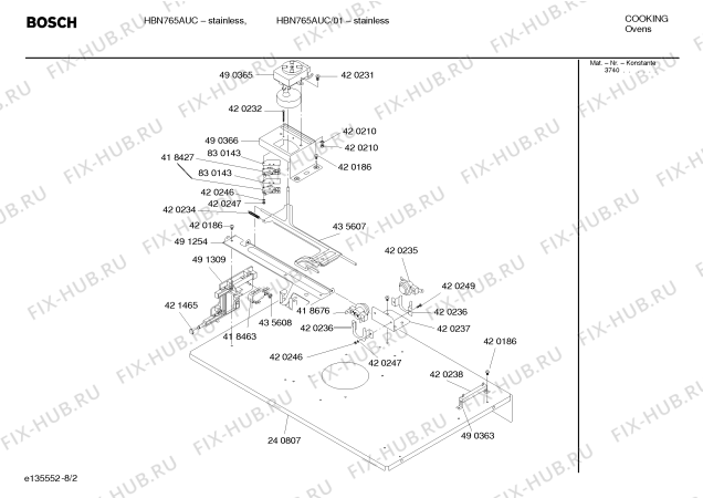 Взрыв-схема холодильника Bosch HBN765AUC - Схема узла 02