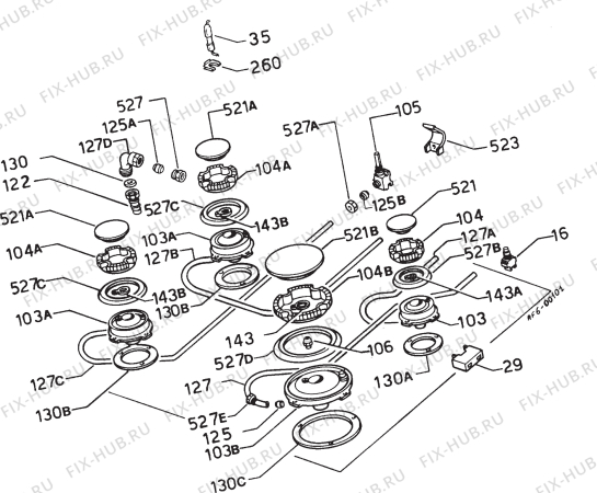 Взрыв-схема плиты (духовки) Zanussi ZH31WT - Схема узла Functional parts 267