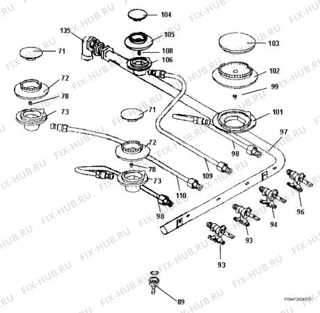 Взрыв-схема плиты (духовки) Zanussi ZCC5060 - Схема узла Section 6
