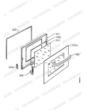 Взрыв-схема плиты (духовки) Zanussi ZHM725W - Схема узла Door 003