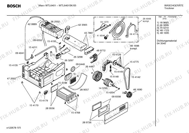 Схема №3 WTL6401SK Maxx WTL6401 с изображением Сменная пленка для электросушки Bosch 00490141