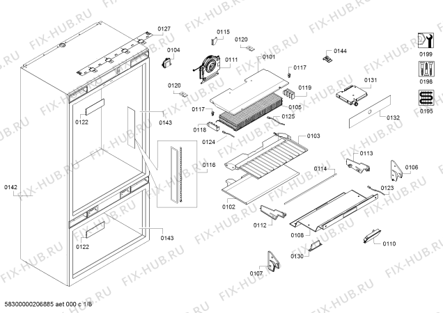 Схема №2 RB472704, Gaggenau с изображением Испаритель для холодильной камеры Bosch 00776842