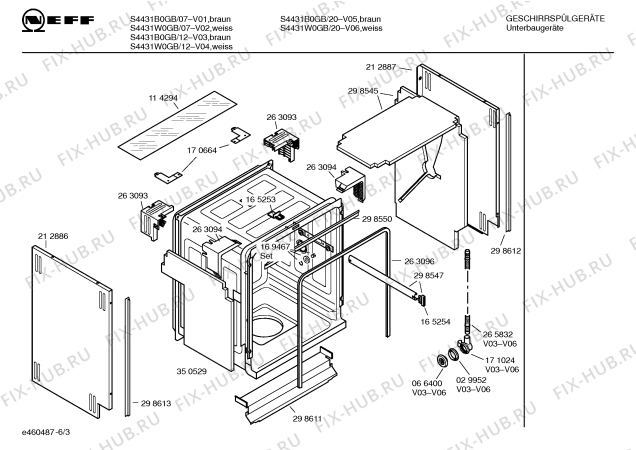 Взрыв-схема посудомоечной машины Neff S4431W0GB - Схема узла 03