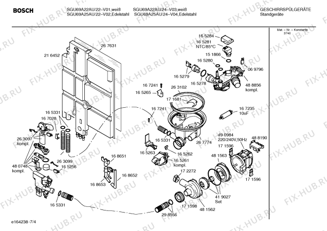 Схема №4 SGU69A22AU с изображением Инструкция по эксплуатации для посудомойки Bosch 00587920