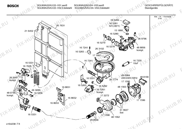 Взрыв-схема посудомоечной машины Bosch SGU69A22AU - Схема узла 04