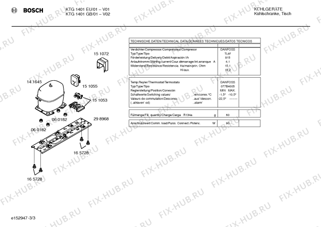 Взрыв-схема холодильника Bosch KTG1401GB - Схема узла 03