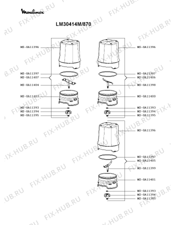 Взрыв-схема блендера (миксера) Moulinex LM30414M/870 - Схема узла 0P004392.0P3