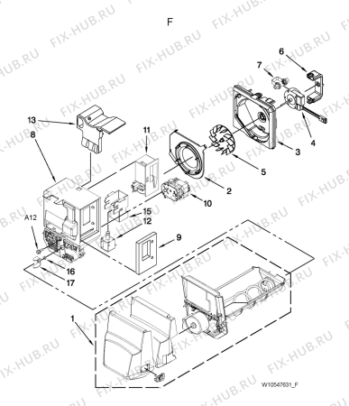 Взрыв-схема холодильника Whirlpool 5VGI6FARAF - Схема узла