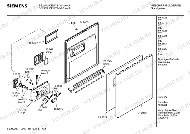 Схема №2 SE24M250EU с изображением Краткая инструкция для посудомойки Siemens 00536317