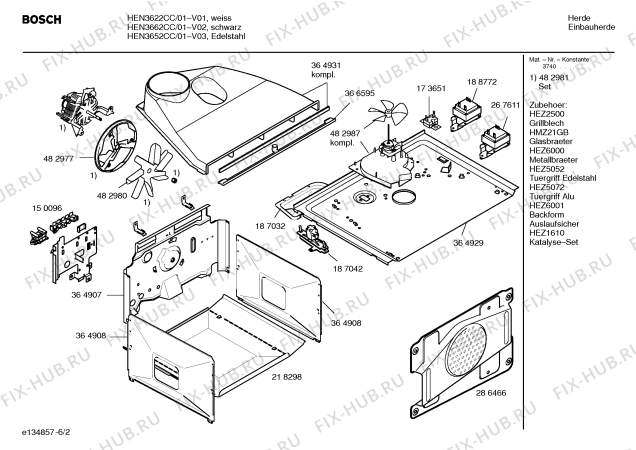 Схема №3 HEN3662CC с изображением Инструкция по эксплуатации для плиты (духовки) Bosch 00584975