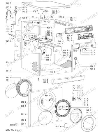 Схема №1 WAK 9660 с изображением Обшивка для стиральной машины Whirlpool 481245215706