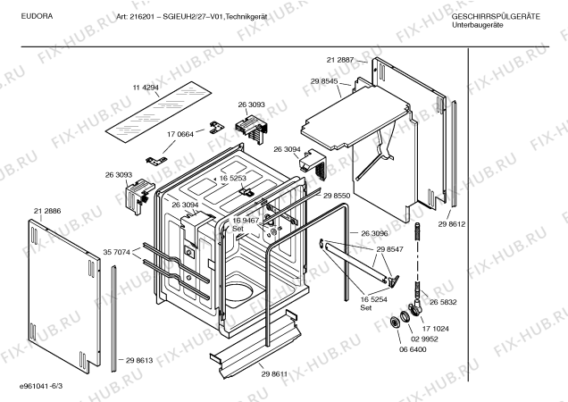 Взрыв-схема посудомоечной машины Eudora SGIEUH2 brillant755i - Схема узла 03