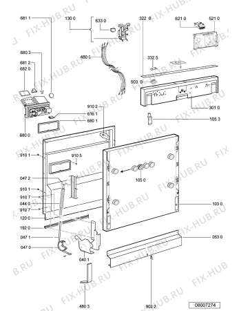 Схема №1 ADG 9994 с изображением Панель для посудомоечной машины Whirlpool 480140101269