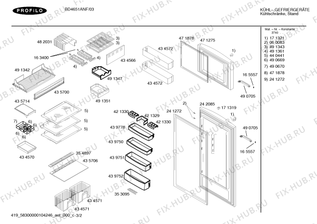 Взрыв-схема холодильника Profilo BD4651ANF - Схема узла 02